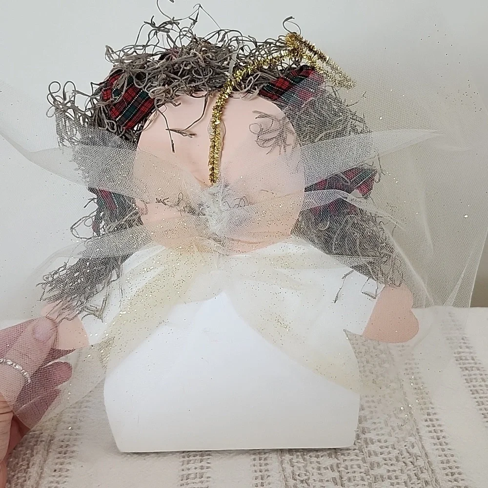 Wooden Angel, handpainted, crafted, christmas decoration, tabletop, kitch